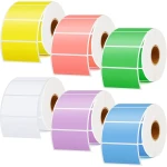Custom Self Adhesive Colored Circle Direct Thermal Sticker Label Round Thermal Label Roll Compatible with Pink Thermal Printer